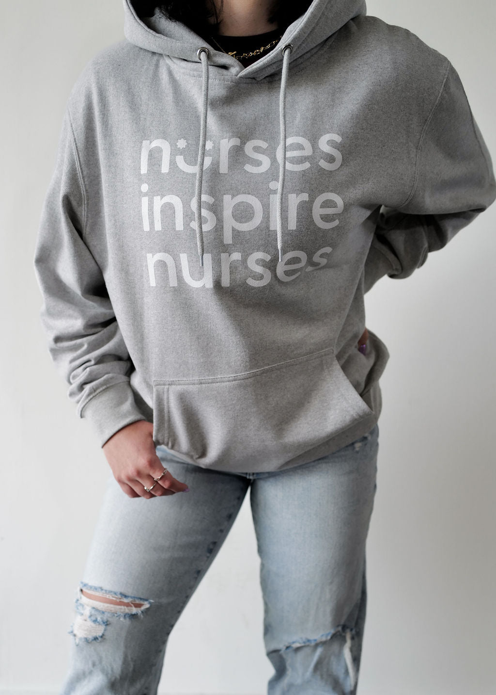 Nurses Inspire Nurses Hoodie - Heather Grey