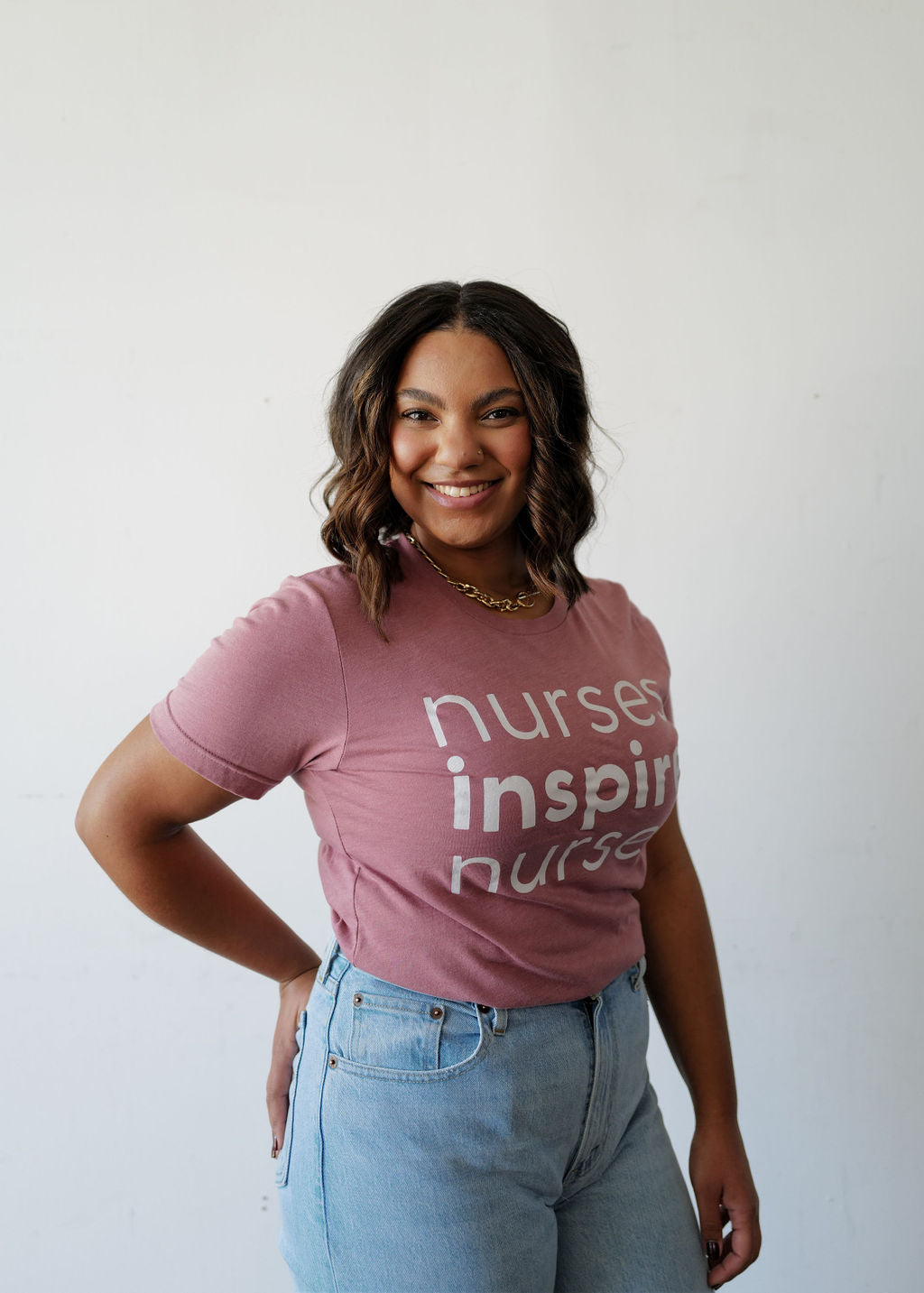 Nurses Inspire Nurses Tee - Mauve (ALL SALES FINAL)