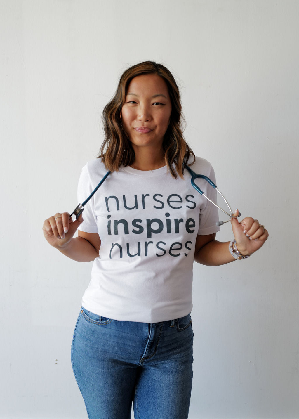 Nurses Inspire Nurses Tee - White (ALL SALES FINAL)