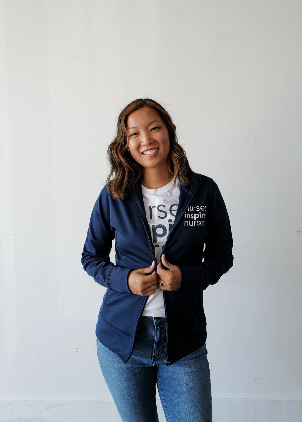 Nurses Inspire Nurses Navy Track Jacket (ALL SALES FINAL)