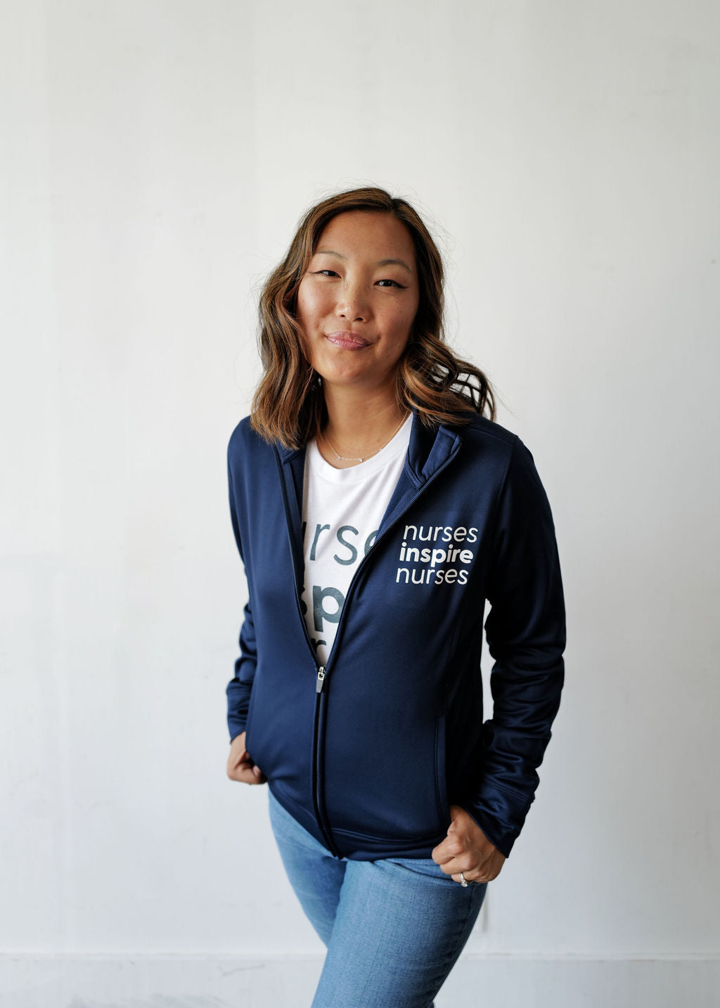 Nurses Inspire Nurses Navy Track Jacket (ALL SALES FINAL)