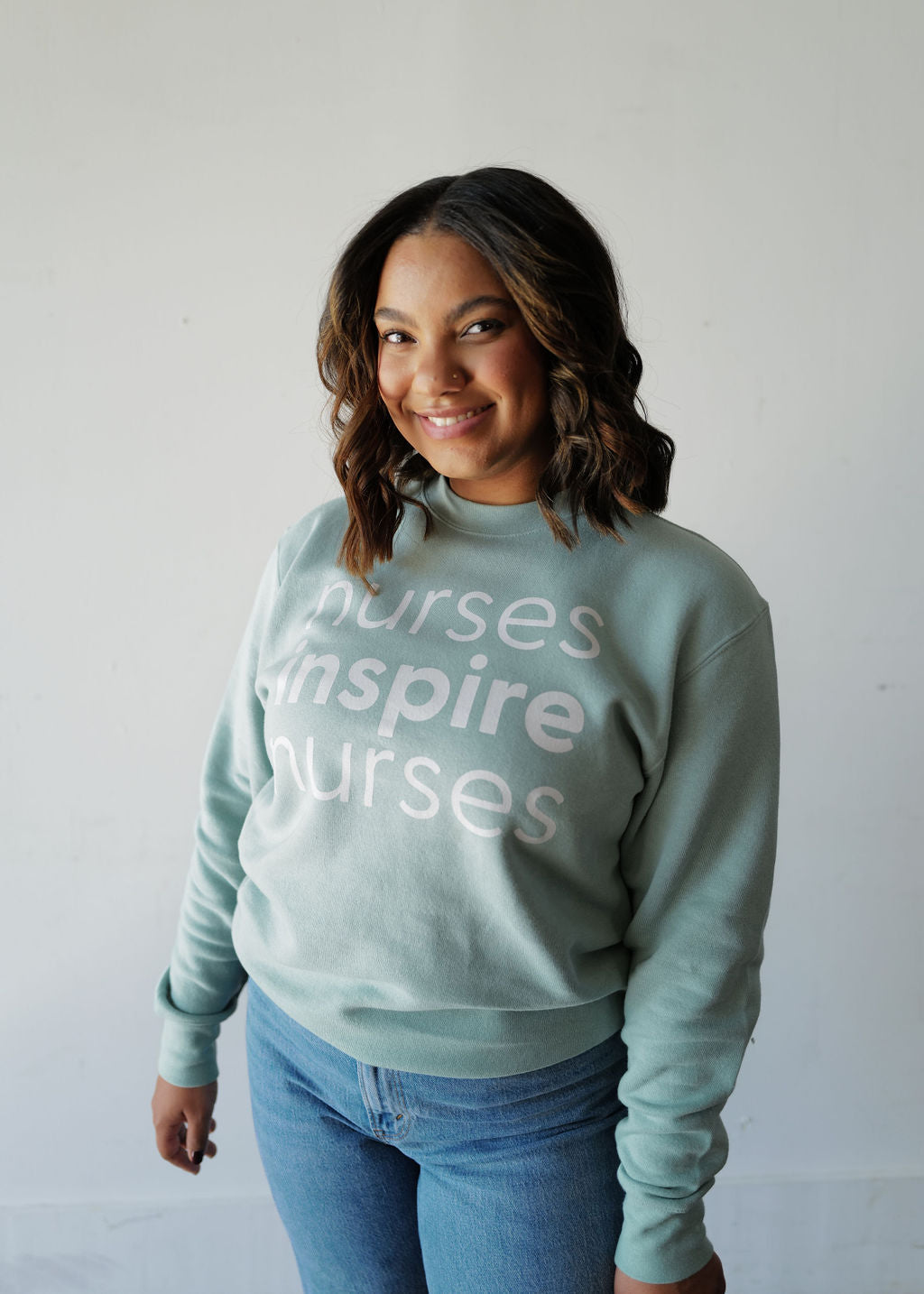 Nurses Inspire Nurses Classic Crewneck - Seafoam (ALL SALES FINAL)