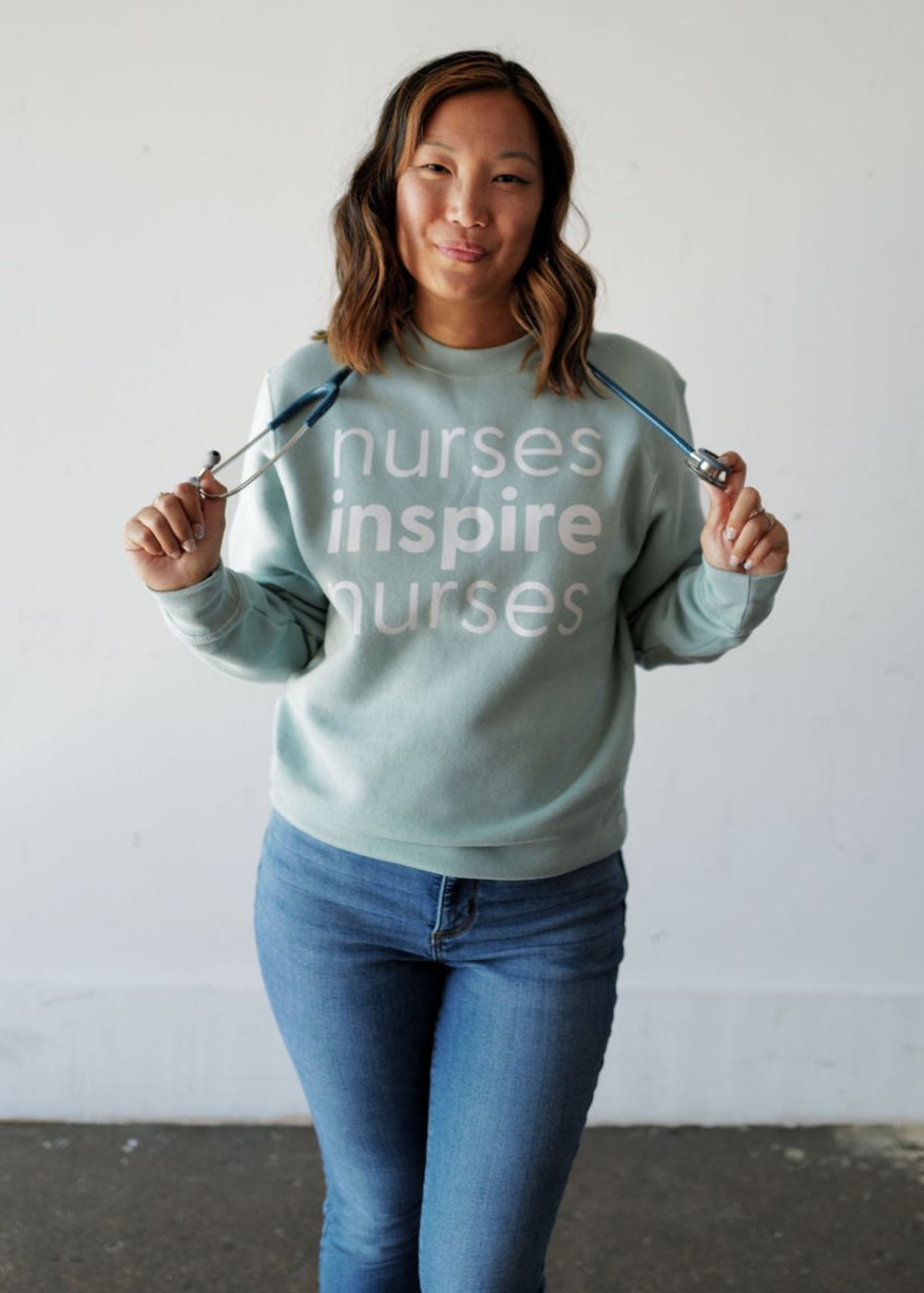 Nurses Inspire Nurses Classic Crewneck - Seafoam (ALL SALES FINAL)