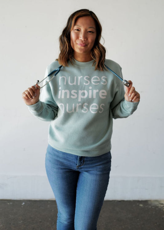 Nurses Inspire Nurses Classic Crewneck - Seafoam (ALL SALES FINAL)