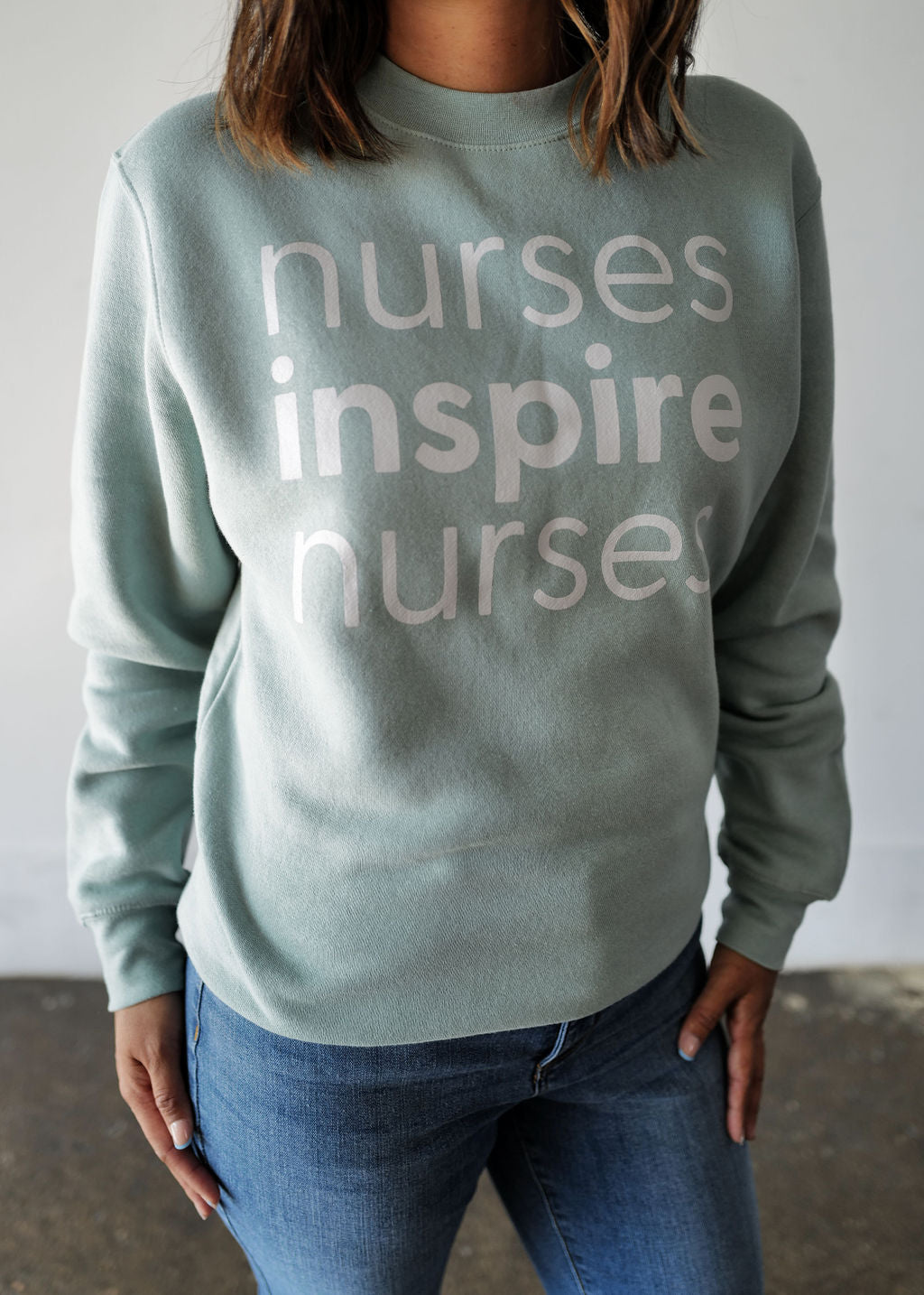 Nurses Inspire Nurses Classic Crewneck - Seafoam (ALL SALES FINAL)