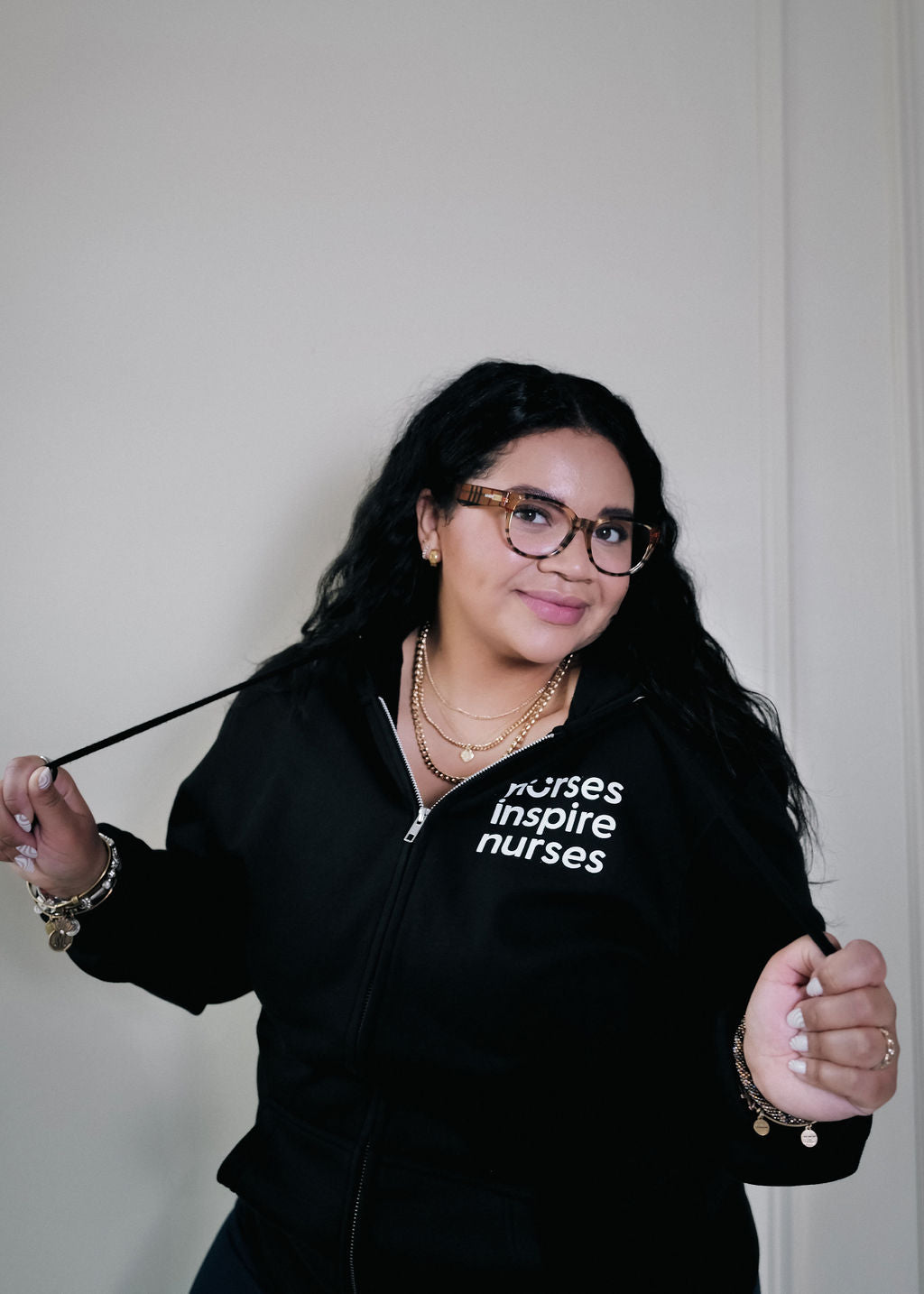 Nurses Inspire Nurses Black NIN Zip-Up Hoodie (ALL SALES FINAL)