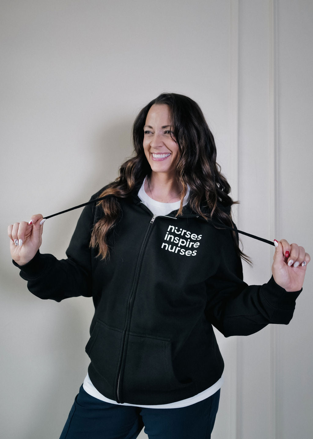Nurses Inspire Nurses Black NIN Zip-Up Hoodie (ALL SALES FINAL)