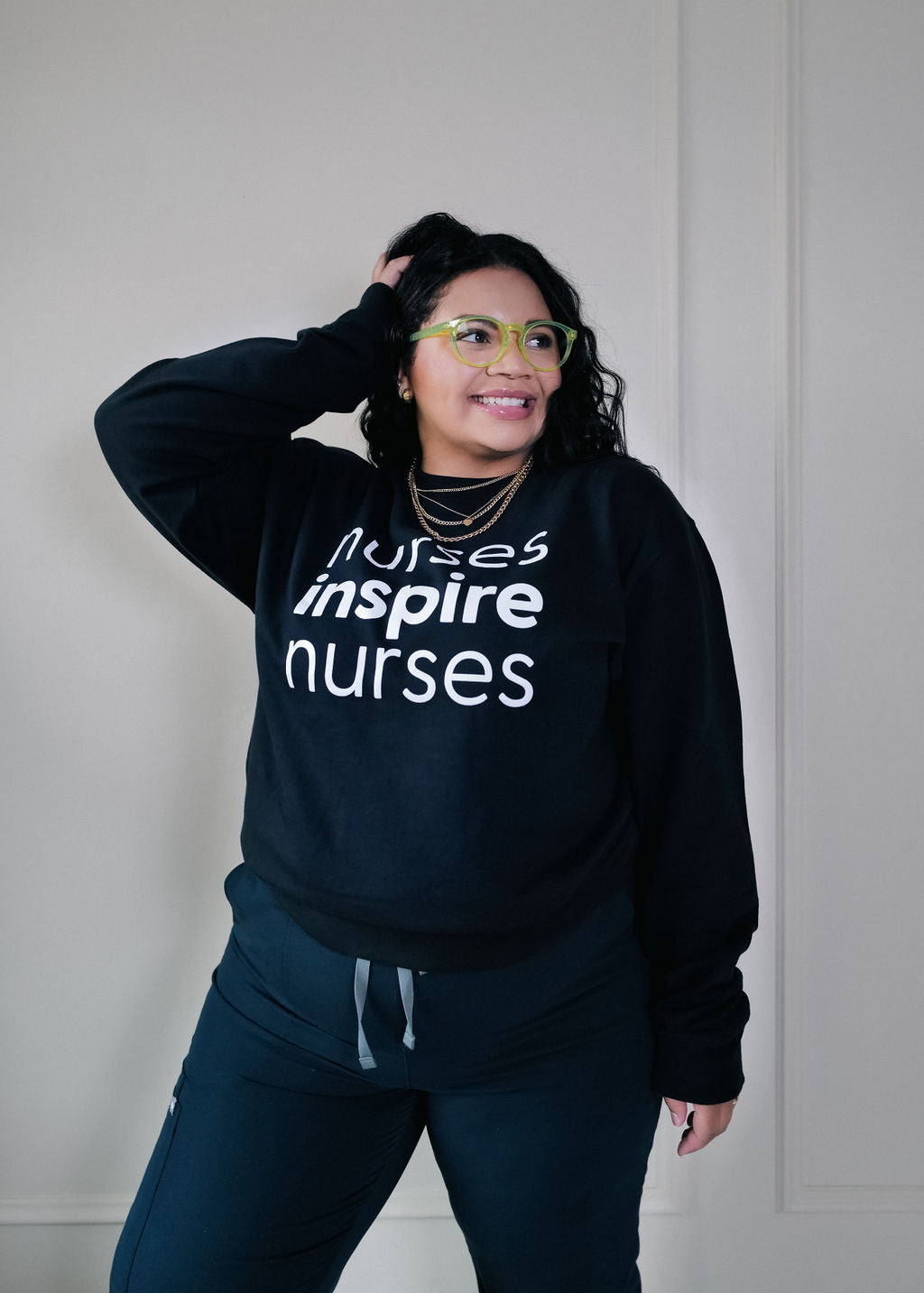 Nurses Inspire Nurses Classic Navy Crewneck (ALL SALES FINAL)