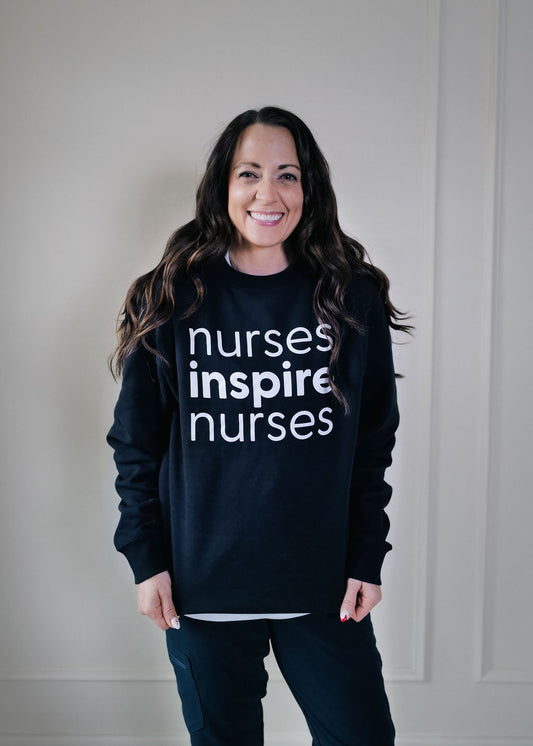 Nurses Inspire Nurses Classic Navy Crewneck (ALL SALES FINAL)