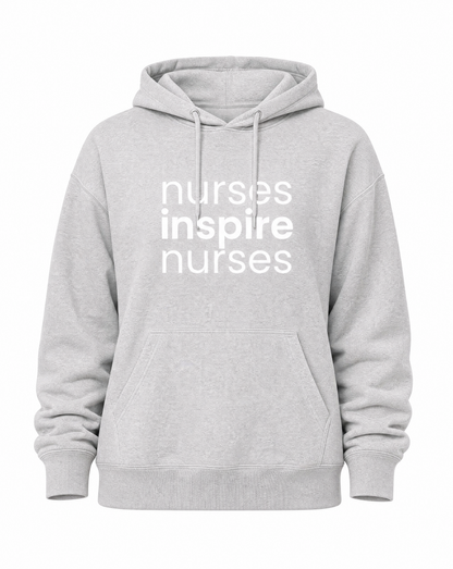 Nurses Inspire Nurses Hoodie - Heather Grey (MISPRINT)