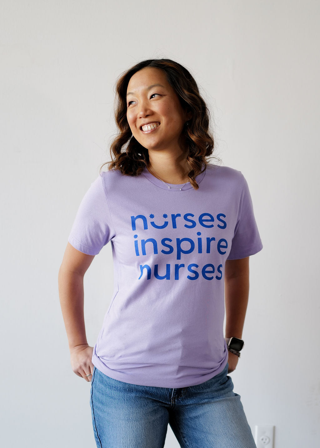 Nurses Inspire Nurses Smile Tee - Lavender