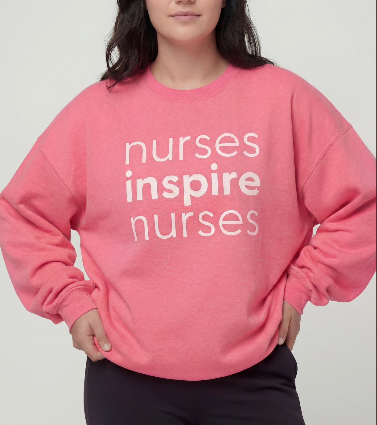 Nurses Inspire Nurses Neon Pink Smile Crew (MISPRINT)