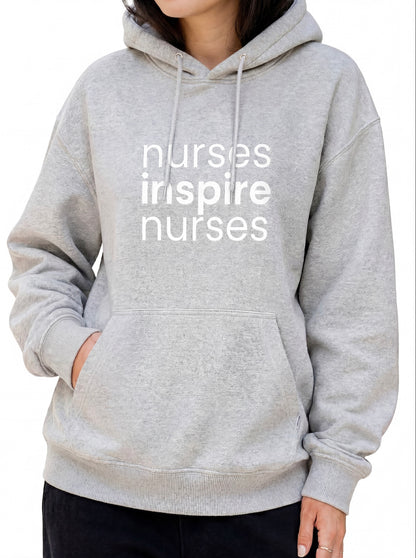 Nurses Inspire Nurses Hoodie - Heather Grey (MISPRINT)