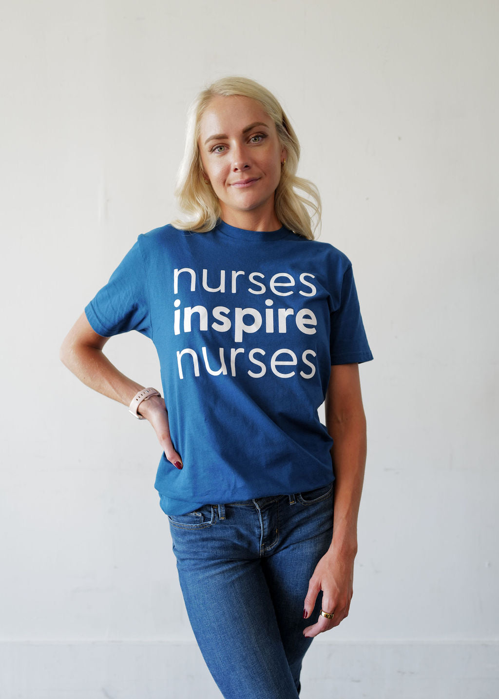 Nurses Inspire Nurses Tee - Cool Blue