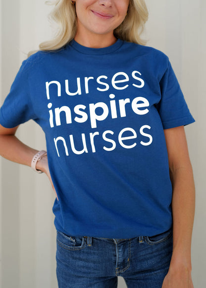 Nurses Inspire Nurses Tee - Cool Blue