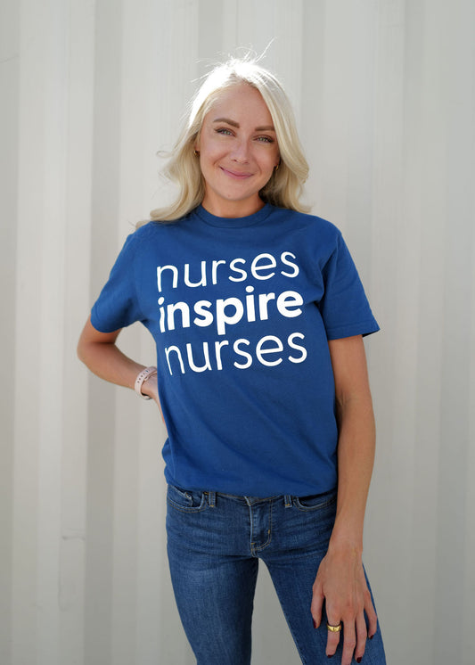 Nurses Inspire Nurses Tee - Cool Blue