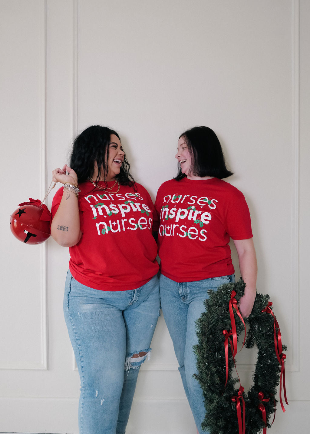 Nurses Inspire Nurses Holiday Red Tee (ALL SALES FINAL)