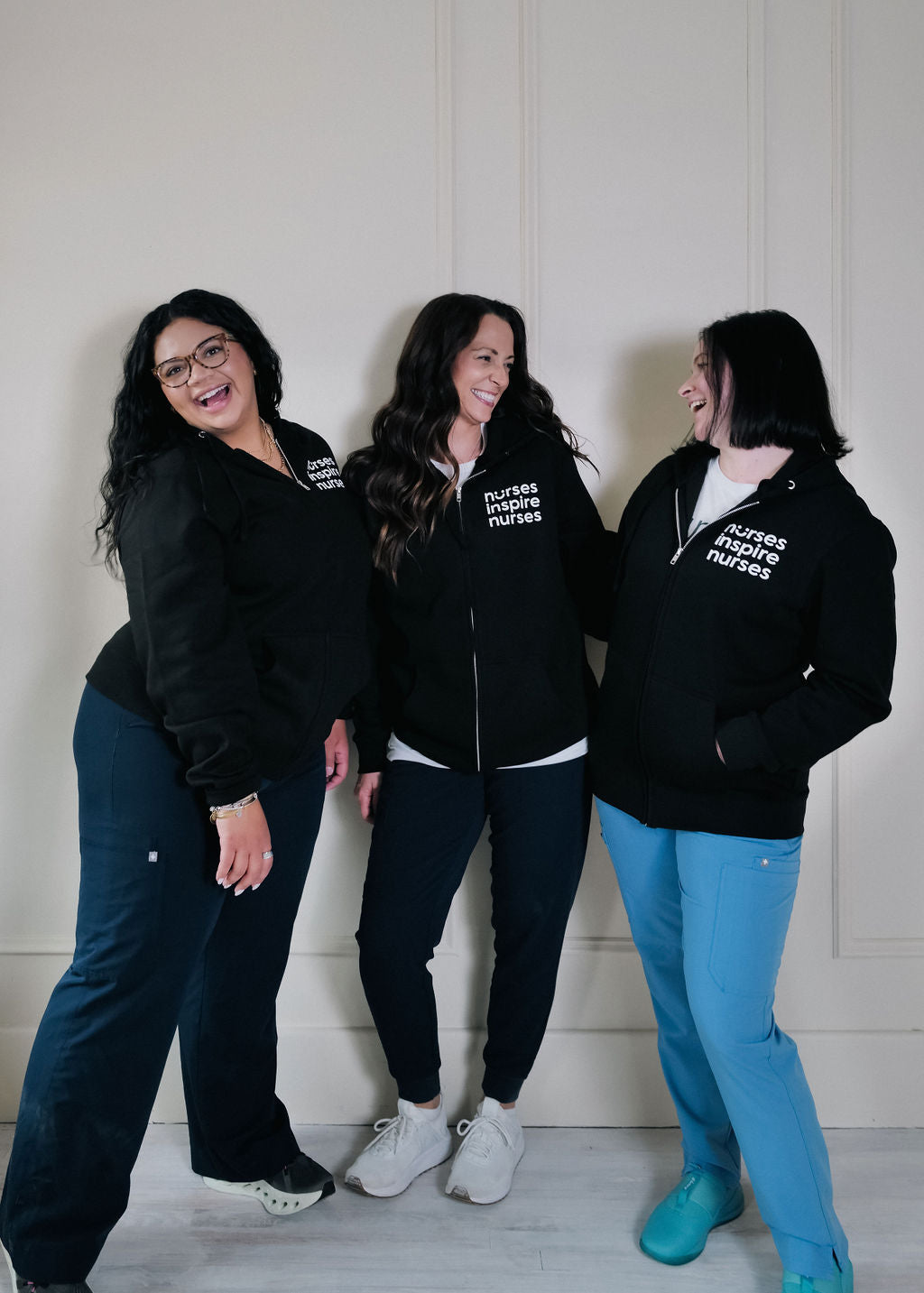 Nurses Inspire Nurses Black NIN Zip-Up Hoodie