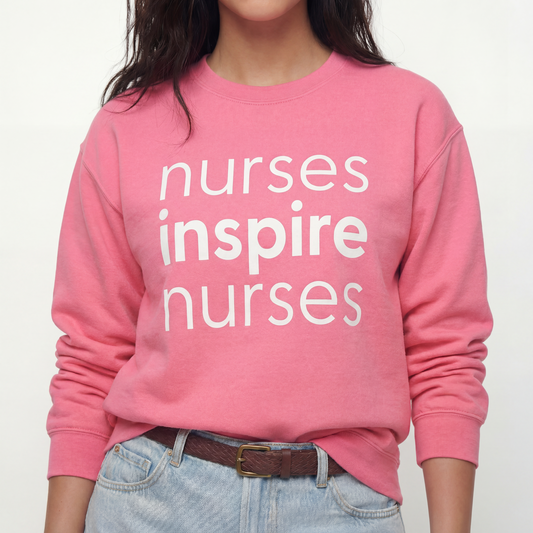 Nurses Inspire Nurses Neon Pink Smile Crew (ALL SALES FINAL)