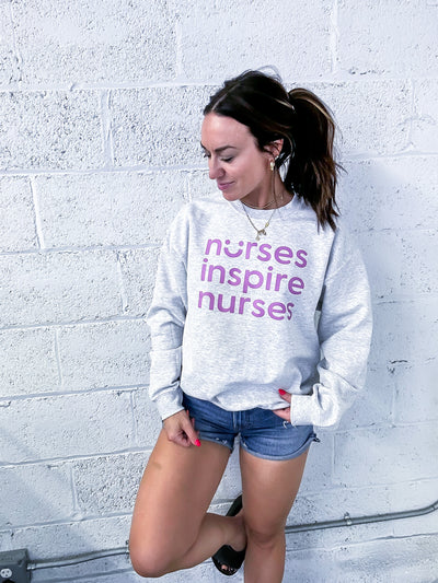 Nurses Inspire Nurses Grey Smile Crew (ALL SALES FINAL)