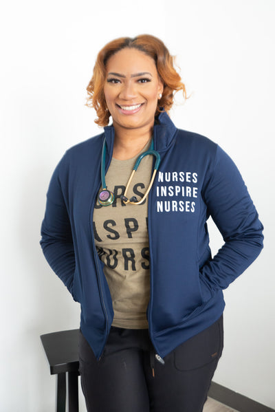 Nurses Inspire Nurses Navy Track Jacket